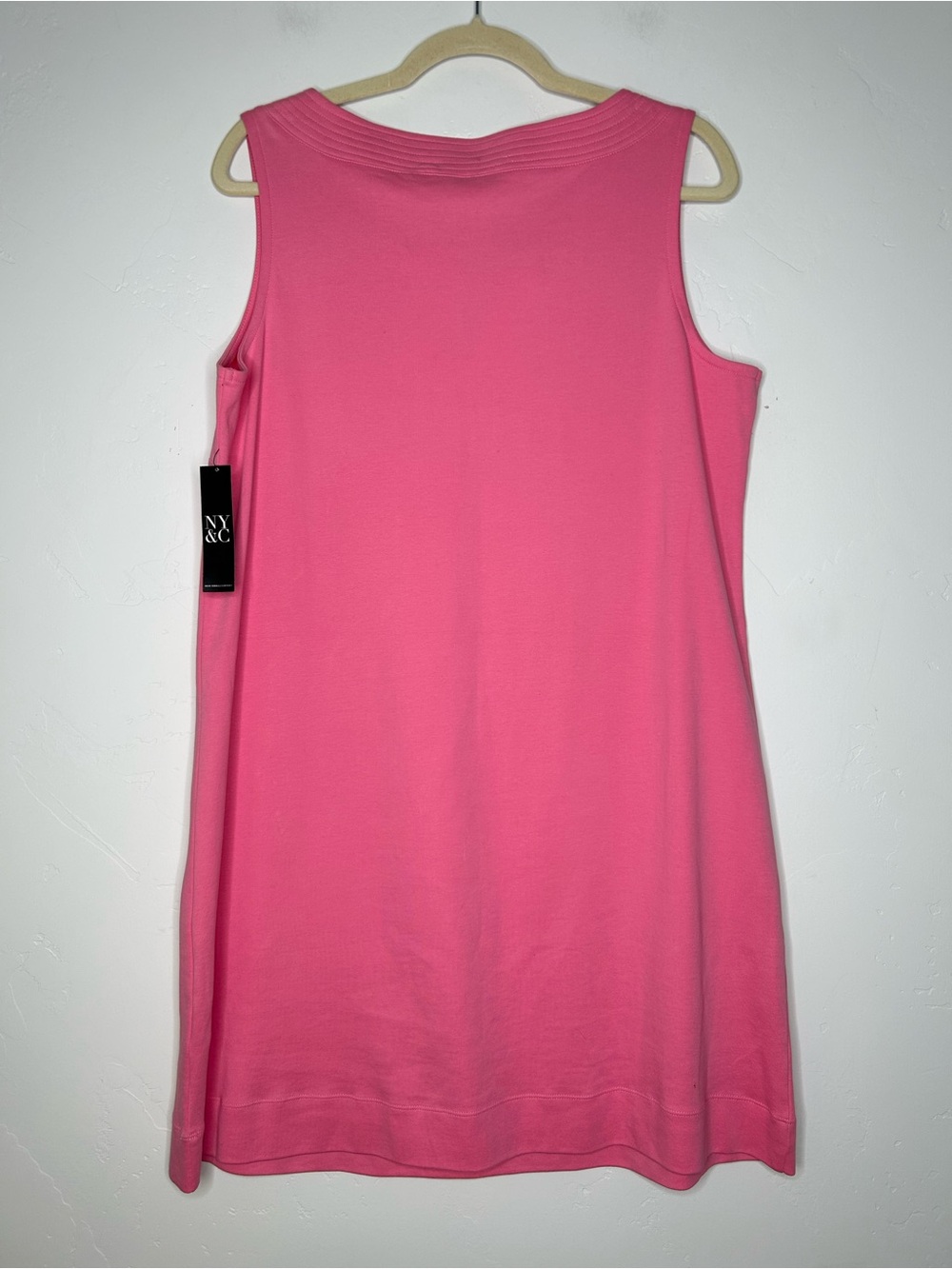 New York & Company Sleeveless Bubblegum Pink Shift Tank Dress Cotton Size XL - Picture 2 of 13